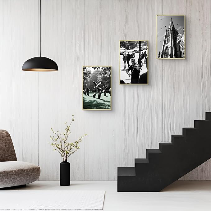 Golden State Art 11x17 Picture Frame 3 Pack - Aluminum Frames with 8x12 Removable Mats & Real Glass, Display 11x17 Posters or 8x12 Photos - Gold Gallery Wall Frames for Home Office Decor