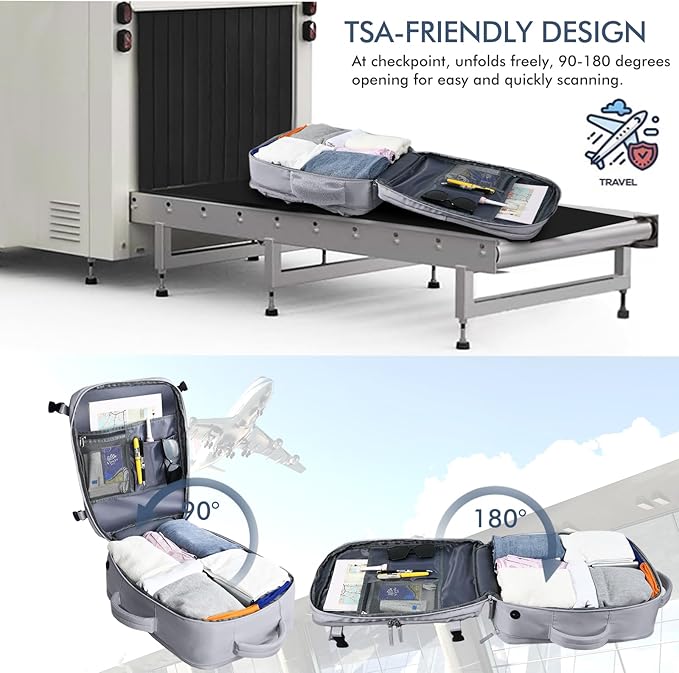 Beraliy Large Travel Backpack, Airline Approved Carry On Backpack, 16 Laptop Backpack,Waterproof Personal Item Bag, Business Hiking Weekender Overnight Bag, Dark Gray