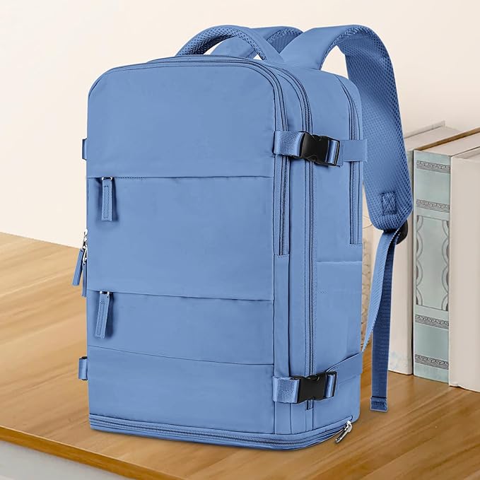 coowoz Travel Backpack for Women Men,Carry On Backpack,Hiking Backpacks Outdoor Sports Rucksack Casual Daypack Travel Essentials Sky Blue