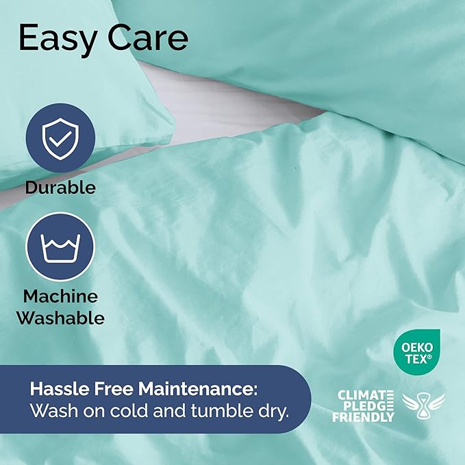 Duvet Cover Full Size Set - Extra Soft Full Size Duvet Cover 80 x 90 with 2 Pillow Shams - Hotel Luxury Easy Care and Fade Free with Zipper Closures & Ties - Comfy Breathable Bedding Set (Spa Blue)