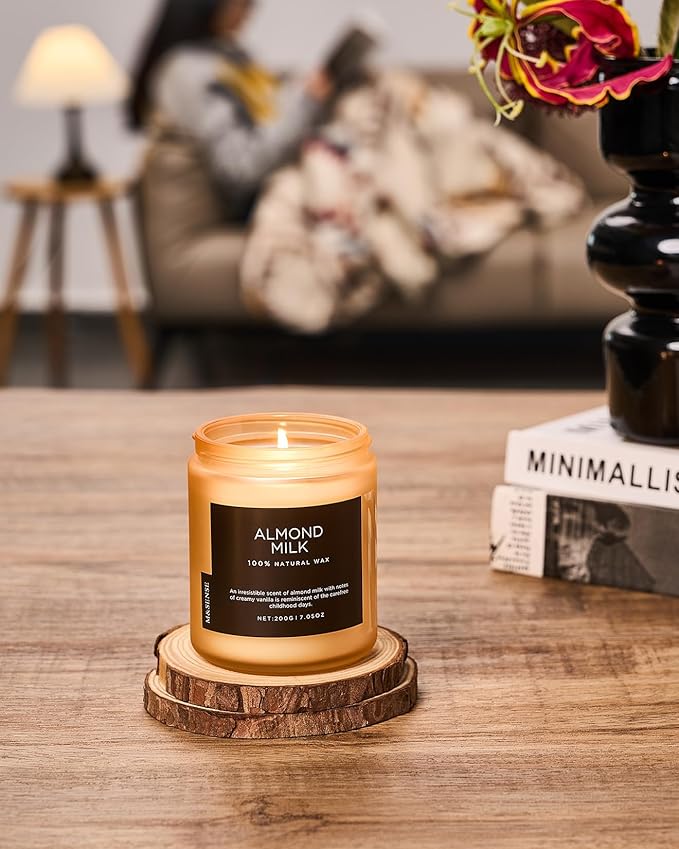 M&SENSE Creamy Vanilla Scented Candle, Clean Non Toxic for Women Teacher Friends, 7.05oz 50 Hours Bunr Time for Holiday Gifts, Single Wick Soy Wax Clean Candle Home Sweet for Housewarming