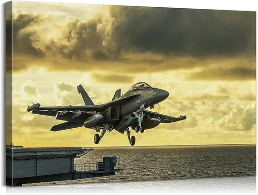 Airplane Canvas Wall Art Vintage Airplane Decor USA Military Fighter Airplane Wall Art Vintage Fighter Plane Picture Wall Art Jet Aircraft Room Decorations for Home Ready to Hang (28''H x 40''W)