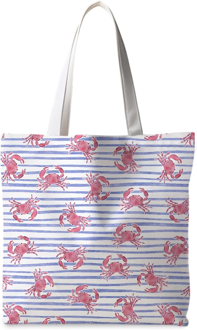 Beach Crab Tote Bag, Summer CrabsTote Bag for Women, Summer Crab Reusable Grocery Bags Shopping Bags