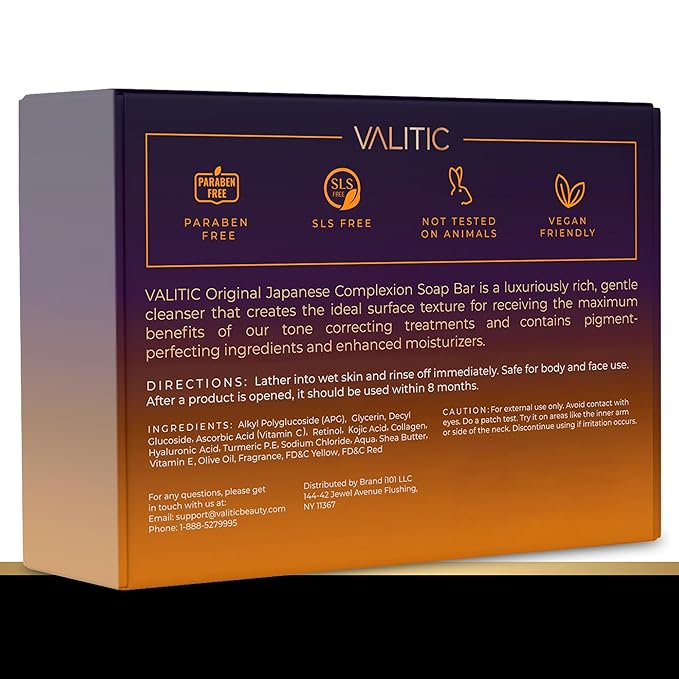 VALITIC 4 Pack Kojic Acid Vitamin C & Retinol Soap Bars for Dark Spot & A Pair Of Turquoise Exfoliating Gloves for Body Scrubs