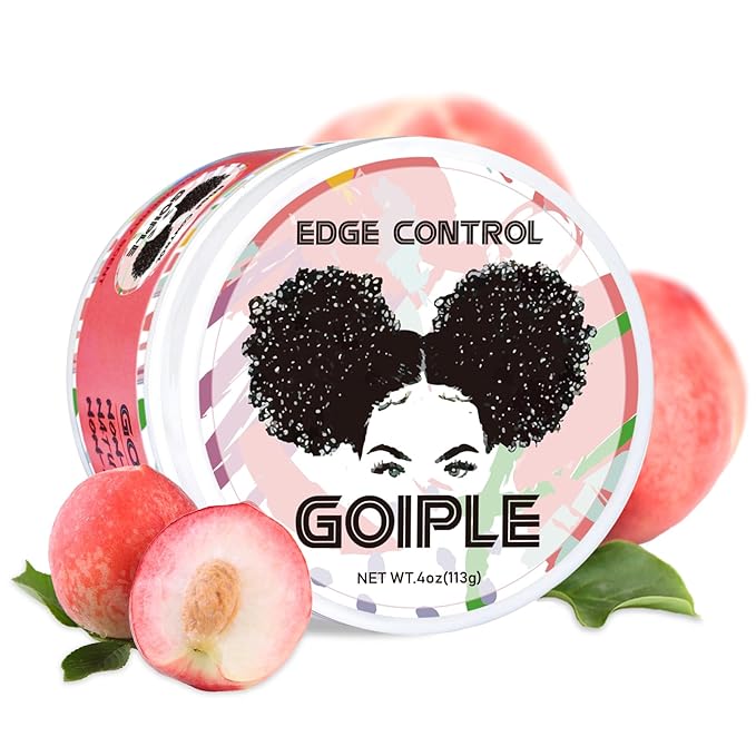 Edge Control Wax for Women Strong Hold Non-greasy Edge Control Smoother Edge Wax, Edge Wax Styling Gel Edge Control for Black Hair No Flaking, White Residue, Shine and Smooth 4oz (Sweet Peach)