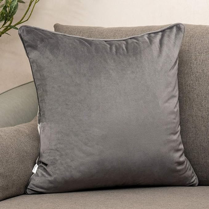 Yangest Silver Grey Square Throw Pillow Cover Wavy Velvet Cushion Cover Modern Zippered Pillowcase for Sofa Couch Bedroom Living Room Chair, 18 x 18 Inch