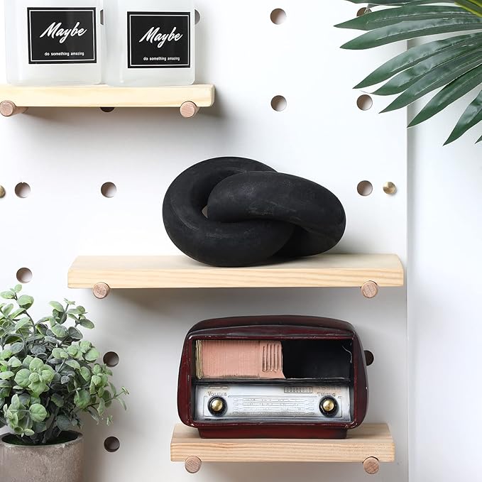 Yalikop 2 Link Wood Chain Link Decor Coffee Table Wooden Knot Decor Hand Carved Modern Farmhouse Ornament Boho Rustic Natural Chain Items for Home Living Room Bedroom Shelf Decorations(Black)