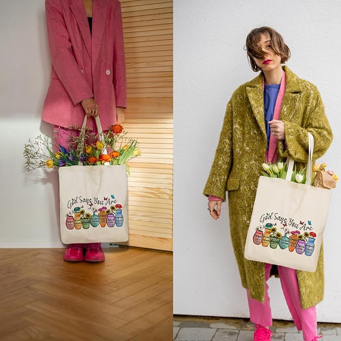 Tote Bag for Women, Canvas Tote Bag with Pockets,Canvas Shopping Bags,Reusable Grocery Bags