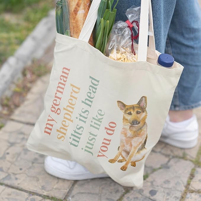 Dog Mom Canvas Tote Bags - Reusable Grocery Bags for Shopping, Funny Dog Lover Gifts for Women