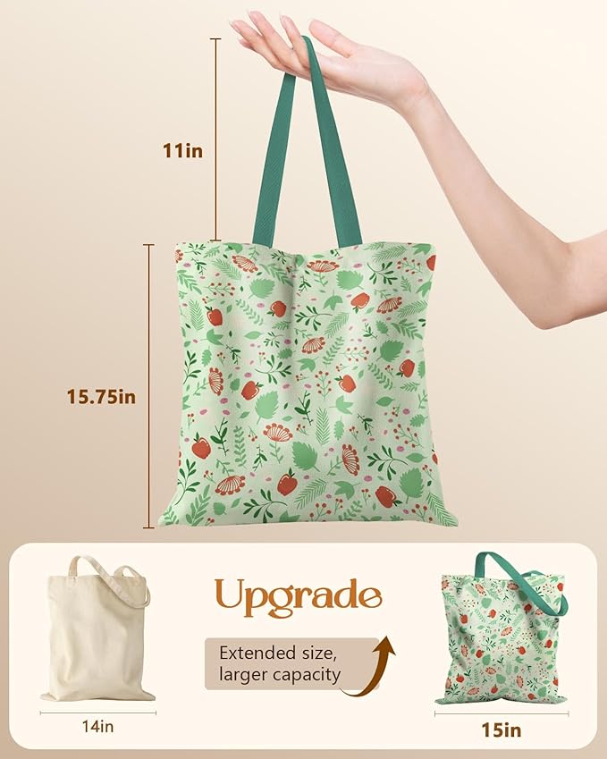 Canvas Tote Bag for Women - Aesthetic Canvas Totes with Pockets Cute Reusable Cloths Ladies Shoulder Bag