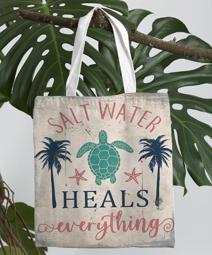 Lake Turtle Canvas Tote Bag for Women Teen Girls Gifts Cute Small Travel Work Tote Bags Reusable Grocery Bags Shoulder Bag