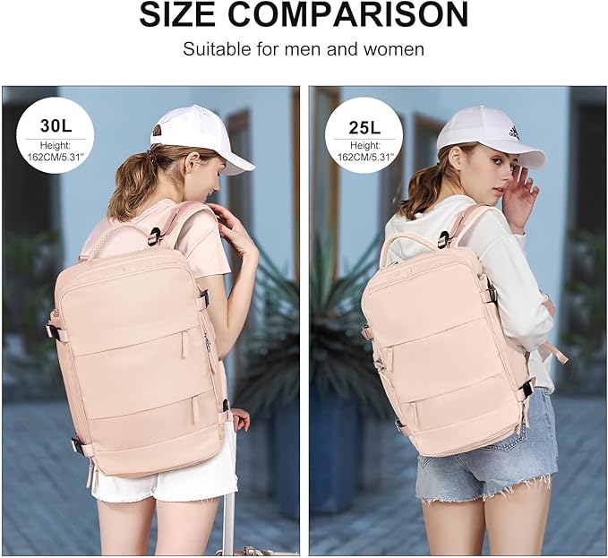 coowoz Large Casual Travel Backpack For Women Men,Carry On Rucksack Flight Approved,Hiking Waterproof Outdoor Sports Daypack Fit 15.6 Inch Laptop Shoes Compartment (Beige)
