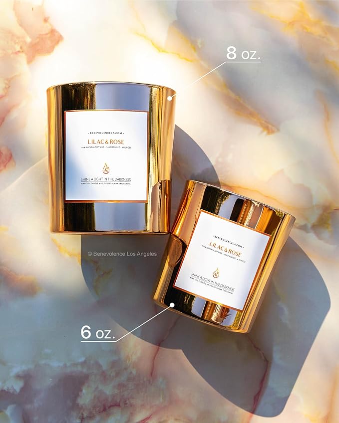 Benevolence LA Lilac & Rose Wood Wick Candles | Soy Scented Candles for Home | Gifts for Women and Men | Home Fragrance | Aromatherapy | Shelf Decor, Bathroom Freshener | 8oz, 45 Hour Burn