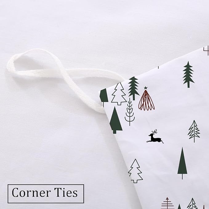 eBeddy Linens Luxury Printed Duvet Cover Set Full 80x90 Inch 100% Cotton Soft and Breathable 3 Pieces Premium Duvet Cover Set Zipper Closure & Corner Ties, Christmas Print