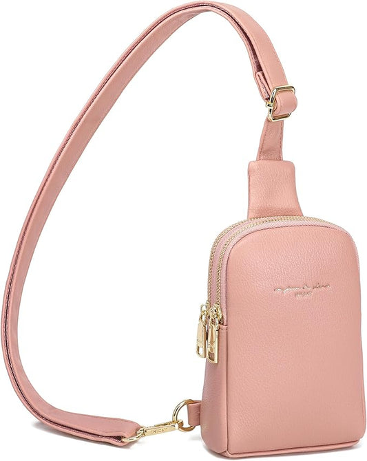 INICAT Travel Small Sling Bag Leather Crossbody Bags for Women Fanny Packs Cross Body Bag for Woman Cross Body Purses