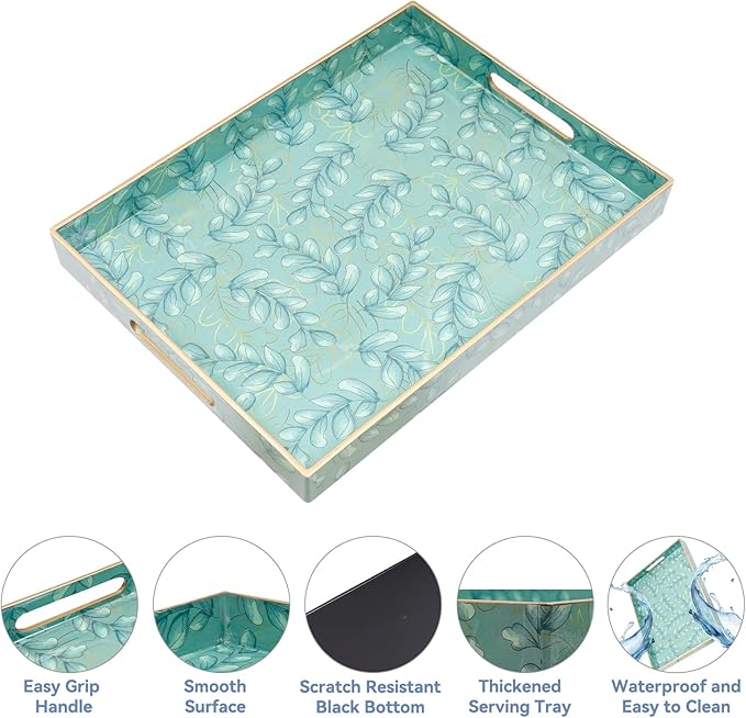 Coffee Table Tray, Serving Trays with Handles, Large Tray for Ottoman Coffee Table, Trays for Living Room Modern