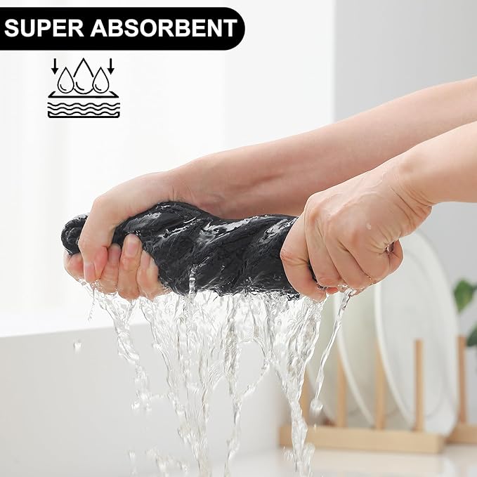 Homaxy Kitchen Towels and Dishcloths Set, 12 x 12 and 13 x 28 Inches, Set of 8 100% Cotton Waffle Weave Kitchen Towels, Super Soft and Absorbent Dish Cloths, Dark Grey