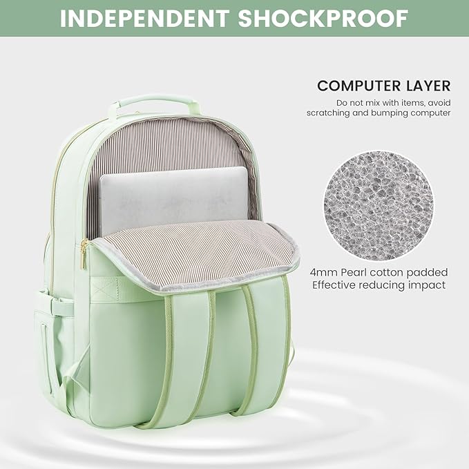 LOVEVOOK Laptop Backpack for Women 15.6 inch,Cute Womens Travel Backpack Purse,Professional Laptop Computer Bag,Waterproof Work Business College Teacher Bags Carry on Backpack with USB Port,Cyan Green