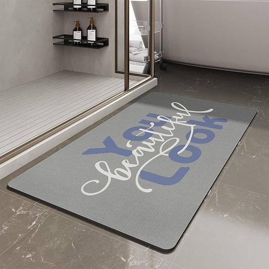 MontVoo-Bath Mat-Bathroom Mat Rug Non Slip Super Absorbent Stain Resistant Quick Dry Thin Bathroom Rug-Bath Mats for Bathroom Floor Bathtub Vanity-Bathmat Bath Rug Easy Care 17"x27" Blue-Look