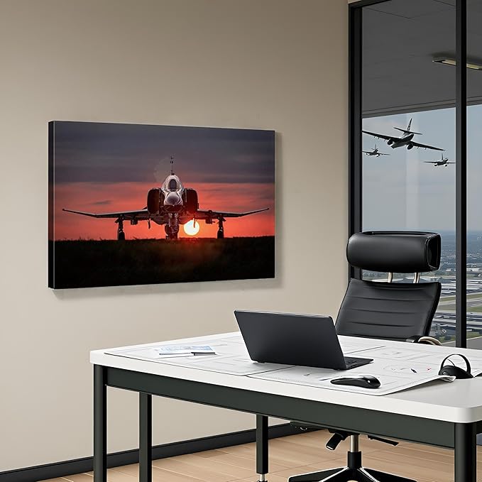 F-4 Phantom Wall Art Canvas with Inner Wooden Frame - Airplane Decor, Aviation & Military Posters for Home & Office decor - Lightweight & Easy to Hang 28x40 Inches