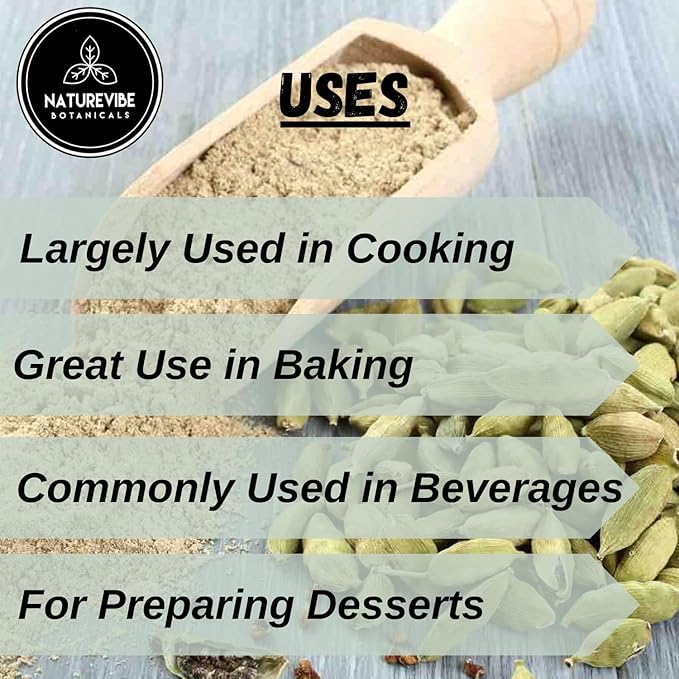 Naturevibe Botanicals Green Cardamom Ground (Elaichi Powder), 3.5 ounces | Non-GMO and Gluten Free | Helps Digestion | Indian Spice