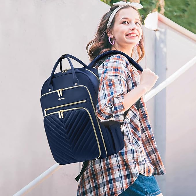 LOVEVOOK 17.3 Inch Laptop Backpack for Women,Fashion Work Backpack Purse for Women Men,Waterproof Travel Work Backpacks Purse for Teacher Nurse, Navy Blue.