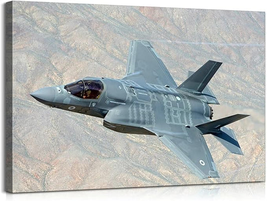 Aviation Decor F-35 Lightning II Fighter Airplane Wall Art Jet Poster Airplane Wall Decor Airplane Painting Airplane Pictures Wall Art Aviation Art Military Wall Art for Boys Room Decor (12''Hx18''W)