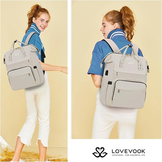 LOVEVOOK Laptop Backpack for Women Teacher Backpack Nurse Bag,Work Bag Backpack Purse Bag Anti-Theft Travel Backpacks with USB Charging Port,15.6 Inch Backpacks for College Business Casual