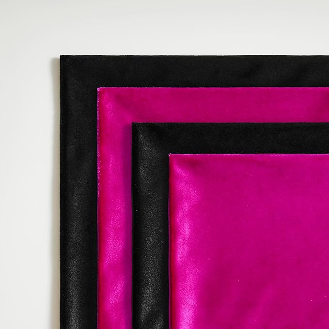 GIGIZAZA Pillow Covers 20x20 Set of 4,Black Hot Pink Velvet Soft Pillow Covers Decorative Square Modern Pillows Cushion Cases for Living Room
