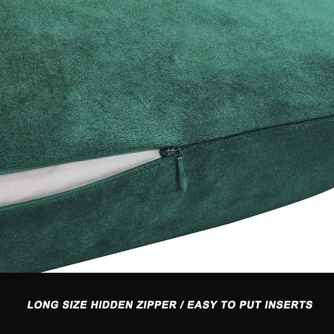 GIGIZAZA Decorative Throw Pillow Covers 16 x 16, Green Soft Pillow Covers Velvet,Set of 4 Decor Square Cushion Covers