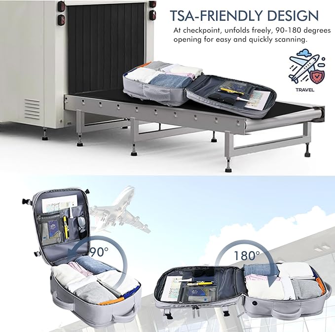 Beraliy Large Travel Backpack, Ailrline Approved Personal Item Bag, 17.3 Inch Laptop Backpack, 40L Carry On Travel Bag, Hiking Backpack, Casual Backpack, Dark Grey