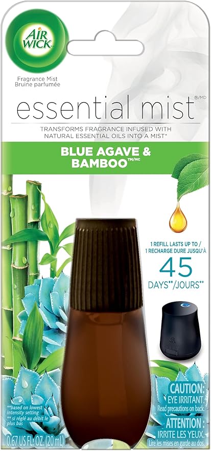 Air Wick Essential Mist Refill, 1 ct, Blue Agave and Bamboo, Essential Oils Diffuser, Air Freshener