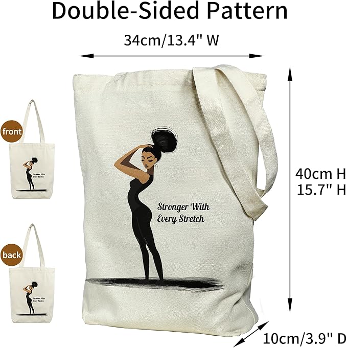 Tote Bag for Women, Reusable Zippered Canvas Bag with Handles Pocket Thick Canvas, for Grocery Shopping Beach Gift