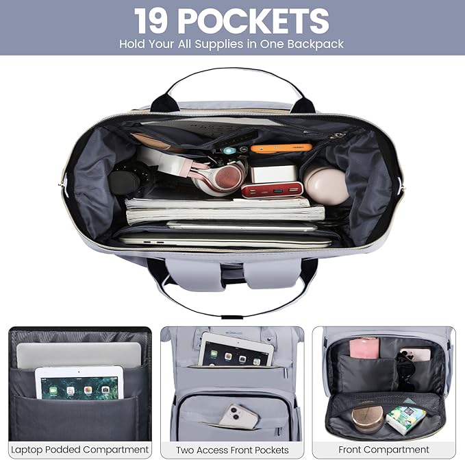 LOVEVOOK Laptop Backpack for Women Teacher Backpacks Nurse Bags,Work Bag Backpack Purse Bags Anti-Theft Travel Backpacks with USB Charging Port,15.6 Inch Backpack for College Business Casual