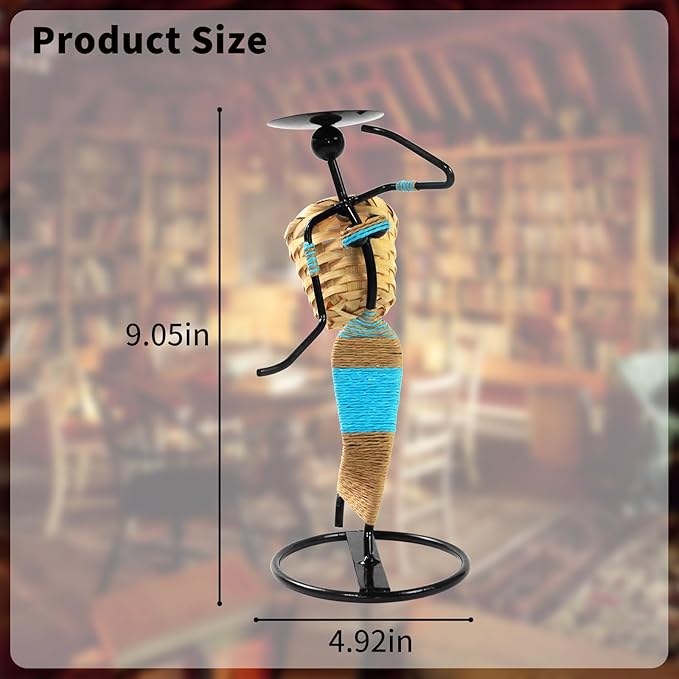 Creative Tea Candle Holder Tealight Holder with Bamboo Baskets and Candle Lights, Great for Decorative Candle Holders Home Decor Centerpiece, Unique Candle Holders (Led Candle Light)