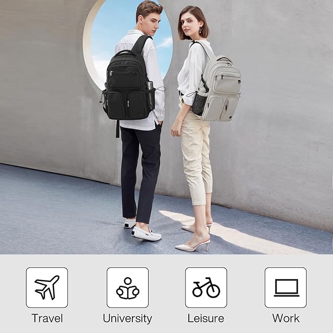 mixi Travel Laptop Backpack, Lightweight Durable School Bookbag Men Woman 15.6" Computer Bag, Water Resistant Outdoor Hiking Backpacks With Multifunction Pockets, 17 Inch, Black