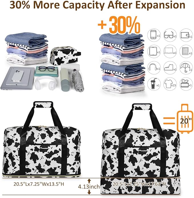 Expandable Travel Duffle Bags Weekender Overnight Bags for Women Men Hospital Bag for Women Labor Delivery with Toiletry Bag Waterproof