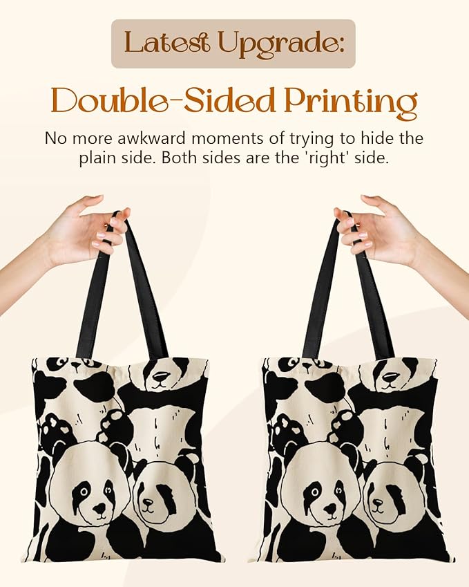 Aesthetic Tote Bag for Girls - with Magnetic Buckle and Zipper Inner Pocket for Women Lady Canvas Cotton Tote Bag