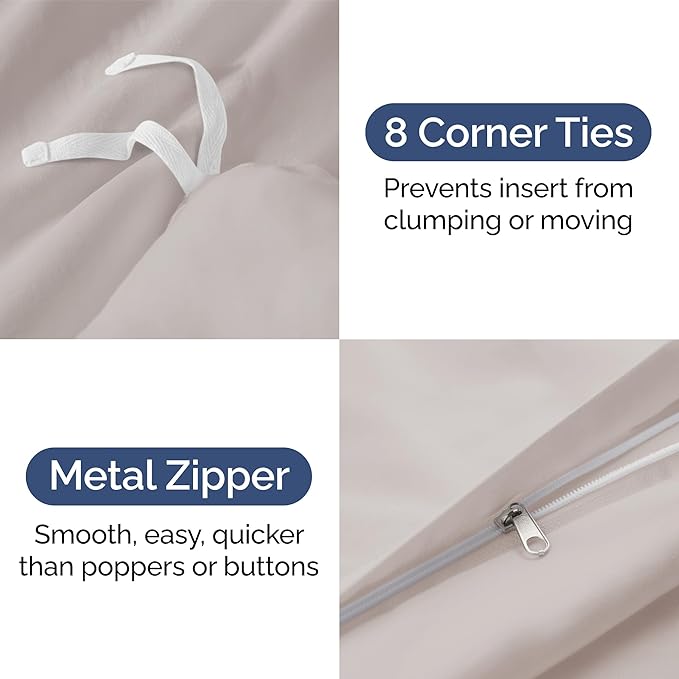 Duvet Cover Full Size Set - Extra Soft Full Size Duvet Cover 80 x 90 with 2 Pillow Shams - Hotel Luxury Easy Care and Fade Free w/Zipper Closures & Ties - Comfy Breathable Bedding Set (Light Grey)