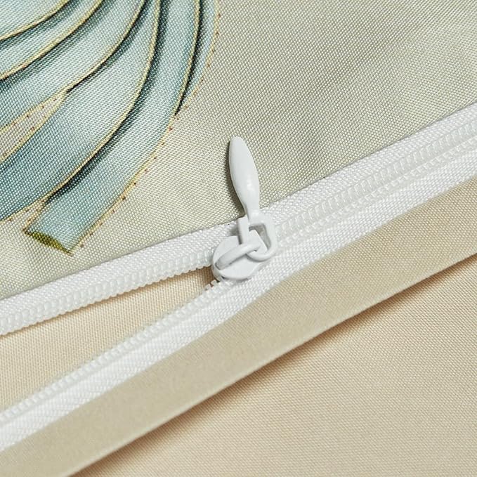 mixinni Garden Style Floral Birds 3 Pieces Duvet Cover King Size Green Leaves Pattern Printed Soft Cotton Comforter Cover with 2 Pillowcases with Zipper Closure for Him and Her-(3pcs, King Size)