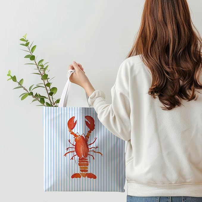 Beach Crab Tote Bag, Summer CrabsTote Bag for Women, Summer Crab Reusable Grocery Bags Shopping Bags