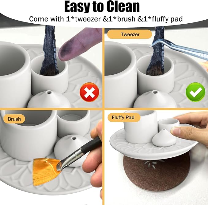 Palo Santo Holder - 4 in 1 Incense & Candle Holder - Ceramic Incense Holder Ash Catcher Tray for Meditation Room - Easy to Clean (White)