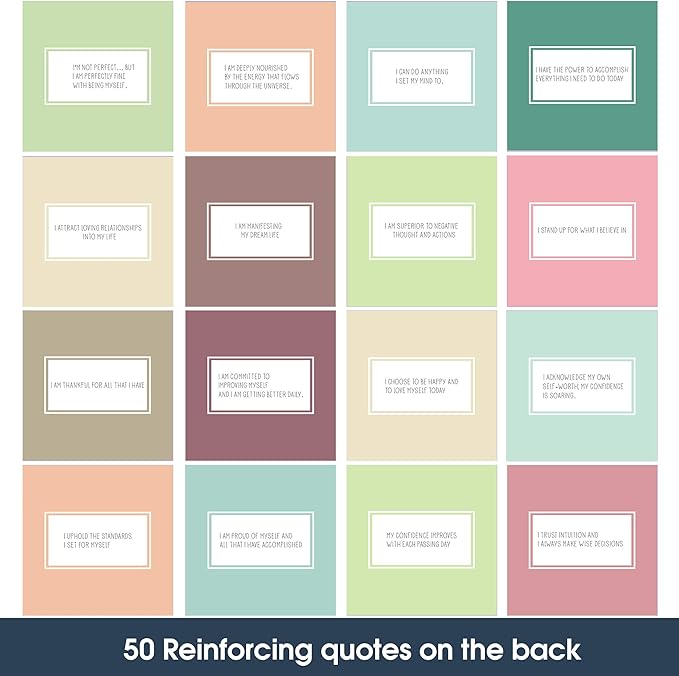 50 Affirmation Card for Women With 100 positive affirmation quotes, daily affirmation cards set. Self Care and Meditation Gift For Women. Empowering, Inspirational Affirmation for Stress Relief