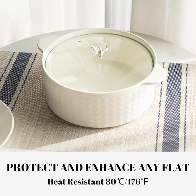 Placemats Set of 4 Vinyl/Plastic Woven Place Mats for Kitchen Table Indoor/Outdoor Washable Placemat Wipeable Dining Table Mats (Khaki Blue,4)