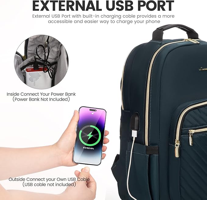 LOVEVOOK Laptop Backpack for Women 15.6 inch,Cute Womens Travel Backpack Purse,Professional Laptop Computer Bag,Waterproof Work Business College Teacher Bags Carry on Backpack with USB Port,Blue-green