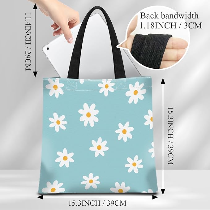 Canvas Tote Bag for Women，Cute Heavy-Duty Shoulder Bag with Zipper Pocket -Travel Tote for Grocery, Gym,Shopping