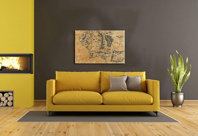 Map of Middle Earth Wall Decor - Middle Earth Map Wall Art with Inner Wooden Frame, Lightweight & Easy Hanging, Paintings for Game Room & Bedroom, 28x40 Inches