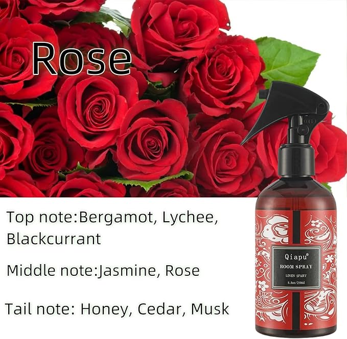 Natural Rose Linen and Room Pure Essential Oils for Pillow Spray for Bedding Pillows Sheets Curtains and Fabric Aromatherapy Spray