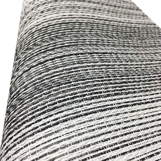 Placemat,Blending Color Durable Woven Vinyl Placemat Washable Heat-Resistant Anti-Skid Kitchen Dining Table Mats (Set of 4, Black with White)