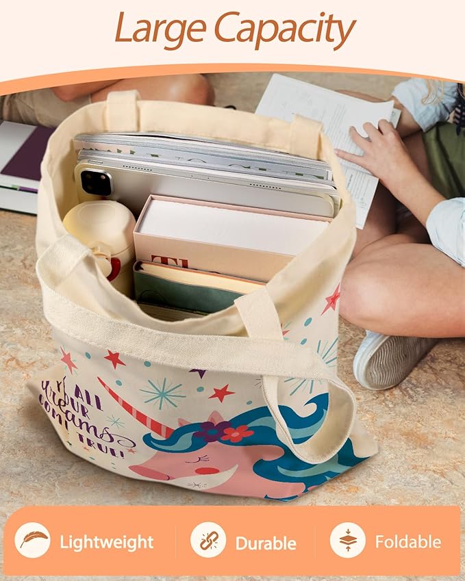 Canvas Tote Bag with Pocket - Aesthetic Cute Canvas Bag for Women Shoulder Totes for Shopping, Work, Gym